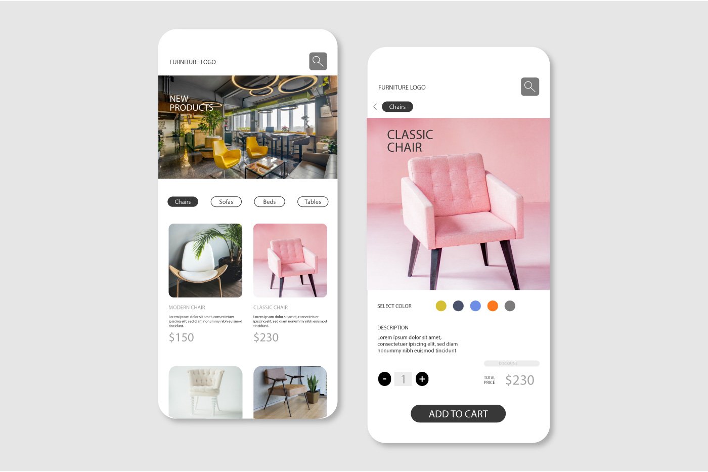 Furniture app design